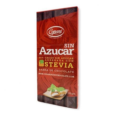 Chocolate Sin Azúcar Agregada con Stevia  Copani 55% Cacao x 63 Gr