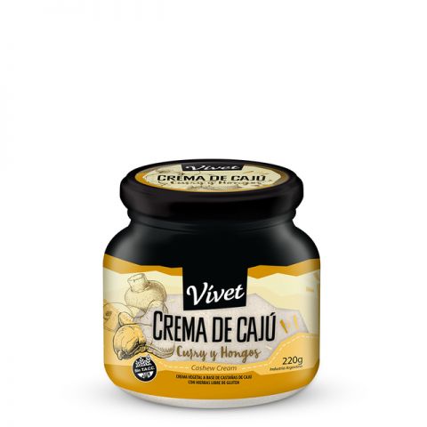 Crema de Castañas de Caju sabor Curry y Hongos x 220 Gr (Vivet)