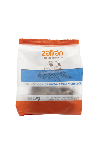 Galletitas Veganas de Algarroba Pasas y Girasol Zafran x 150gr