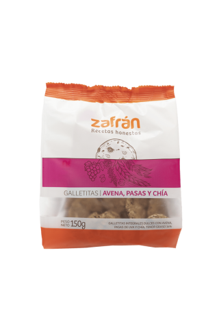 Galletitas Veganas de Avena Pasas y Chía Zafran x 150gr