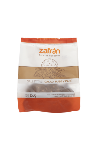 Galletitas Veganas de Cacao Maní y Café Zafran x 150gr