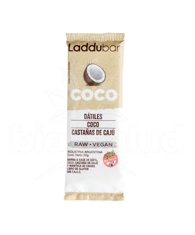 Barrita a base de Dátiles Coco y Castañas de Cajú y Cacao Laddu Bar x 50gr