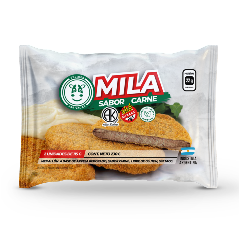 Milanesa  Vegana Sin Tacc a base de arveja sabor Carne Felices las Vacas x 230gr