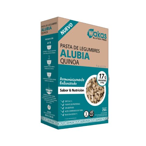 Pasta sin Tacc de Legumbres Porotos Alubia y Quinoa Wakas x 250gr