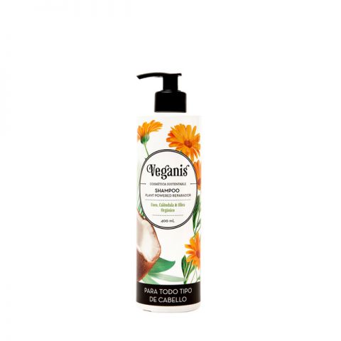 Shampoo Plant Powered Reparador de Coco Caléndula y  Extracto Orgánico de Oliva Veganis x 400ml