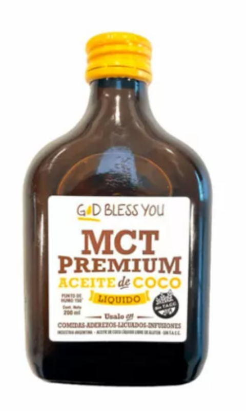 MCT PREMIUM Aceite de Coco líquido x 200ml GOD BLESS YOU
